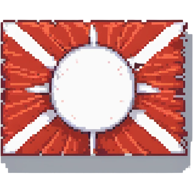 A historical flag from the late 19th-century Philippine revolution, featuring a red background with a white sun symbol at the center. The sun has eight rays, style of a google emoji in the style of an icon emoji