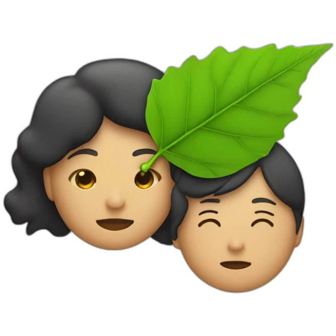 person laying and a woman faning him with a leaf emoji