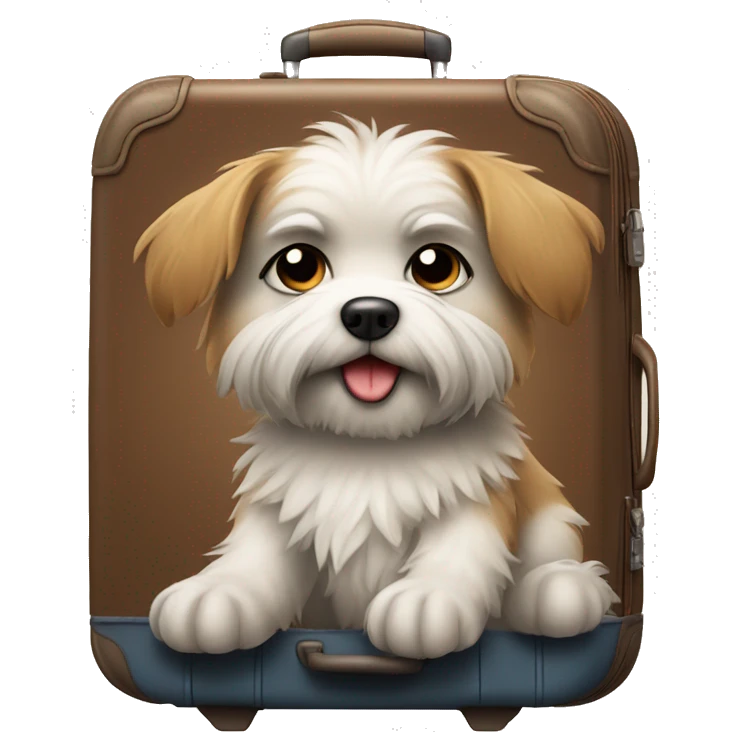 Sitting small scruffy dog suitcase with suitcase  emoji