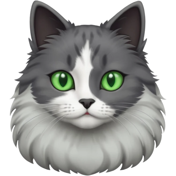 one dark grey and white cat and one completely solid dark grey cat with green eyes and only white paws emoji