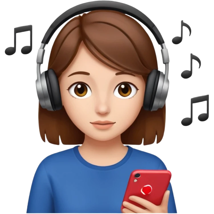 A Brown haired Girl lising to Music  emoji