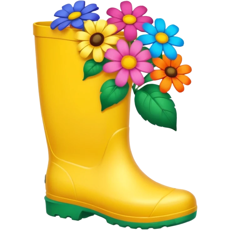 colorful flowers in rainboot emoji