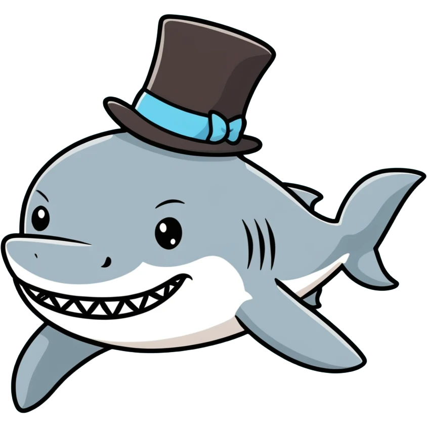 Shark with a top hat emoji