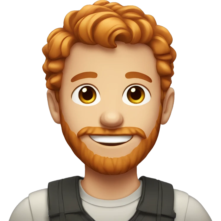 smiling boy with beard portrait with a more ginger hair and beard  emoji