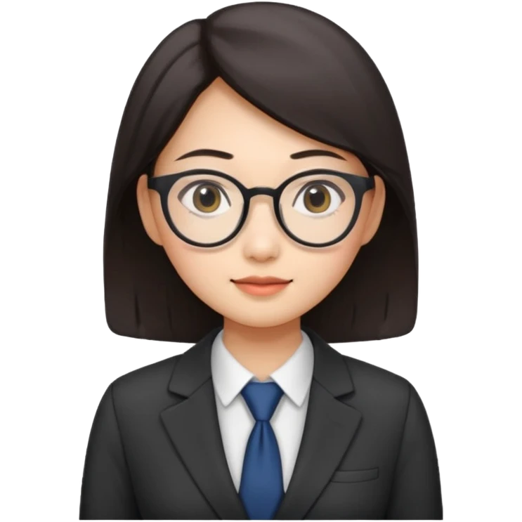 asian female accountant with eyeglasses, round face emoji