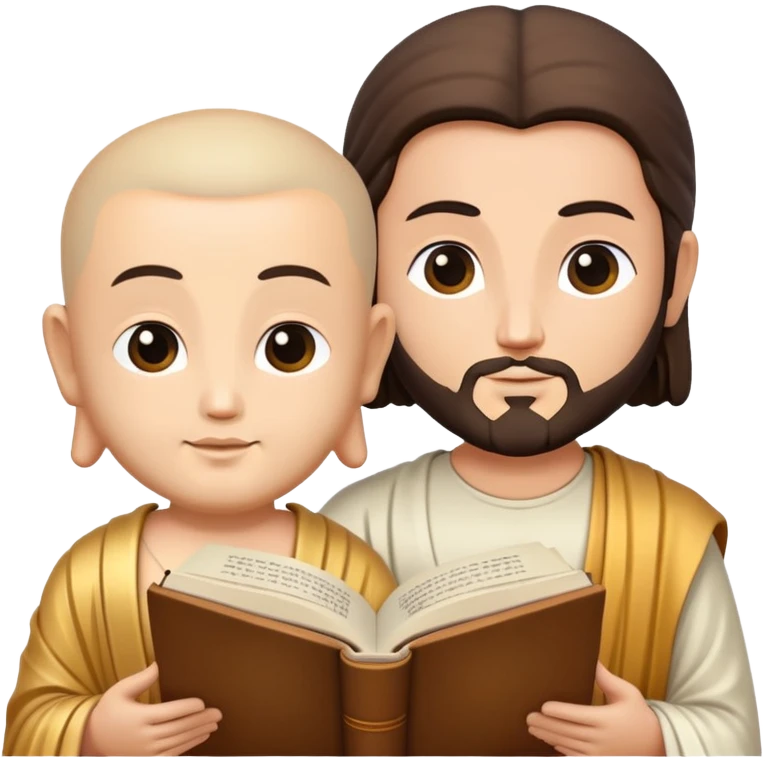Buddha and Jesus reading a same book together emoji