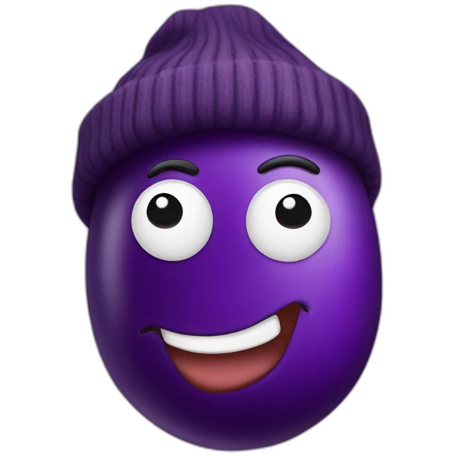 Aubergine with a beanie, not a face emoji