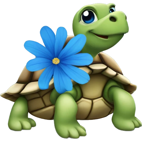 Turtle with a blue flower emoji
