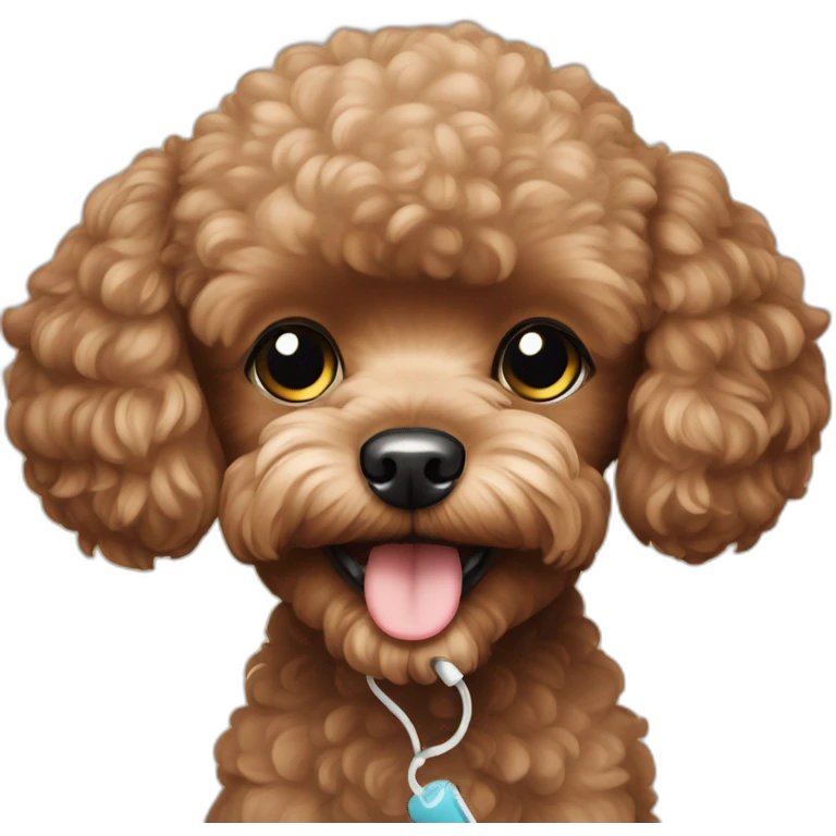 toy poodle using phone emoji