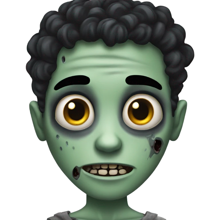zombie boy with curly black hair  emoji