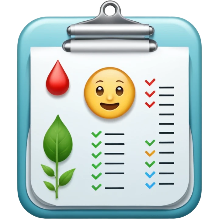 Checklist with the work "Gesundheit" on the top emoji