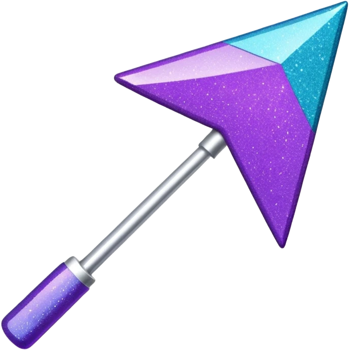 flecha para esquerda glitter roxo e ciano emoji