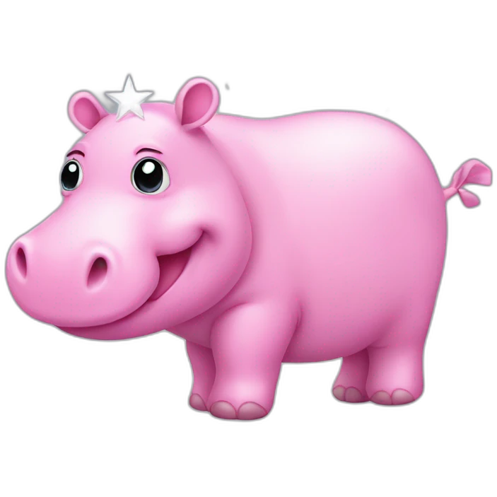 cute pink hippo with a star near its head emoji