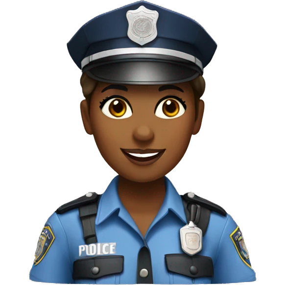 A police woman, brown skin, happy emoji