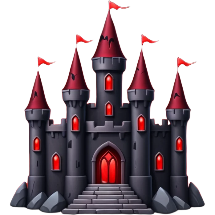 Dark Vampire Castle with the colors dark red and black, the castle should have dark red eys in the stones emoji