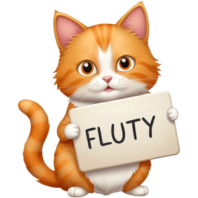 A cat holds the sign with the inscription emoji