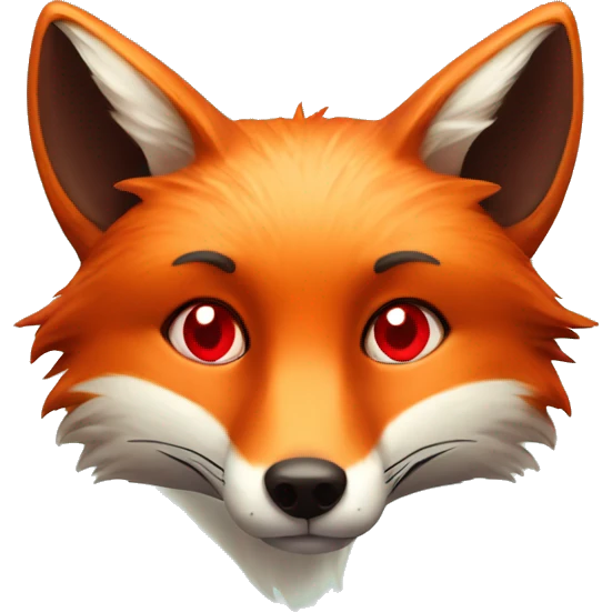 deep lush red fox face with tiny red heart instead of eyes emoji