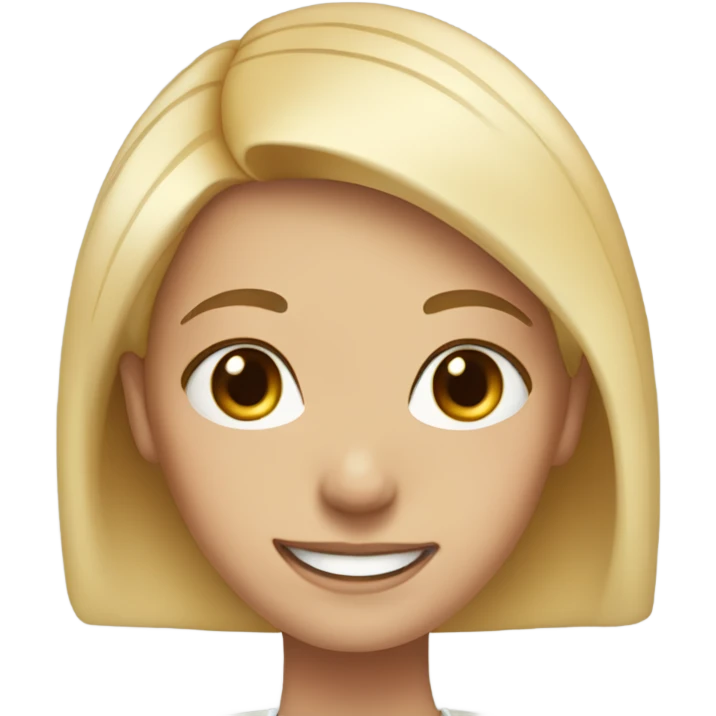 blonde girl smiling, freckles, short and half shaved hair  emoji