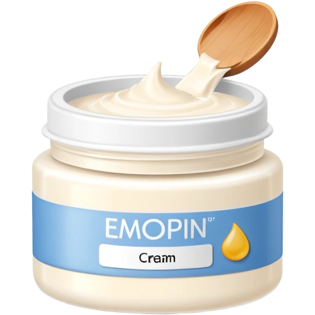 body moisturizer cream pot with label emoji