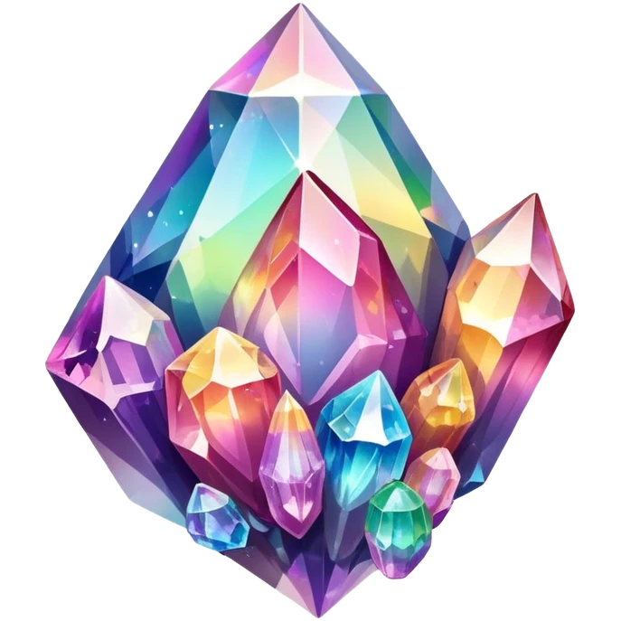 rainbow quartz crystal formation with multiple colorful points emoji