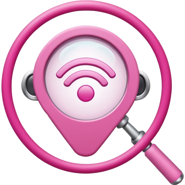 mix light pink dark pink and white girly wifi internet logo with a magnifying glass emoji