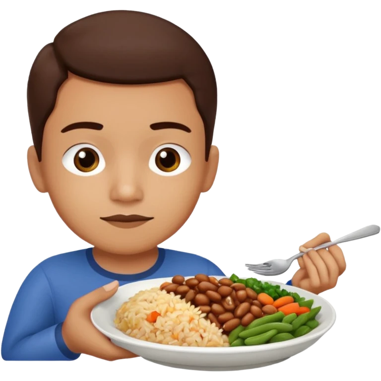 Create a person having lunch. Not a sandwich. Rice, beans, vegetables and chicken. emoji