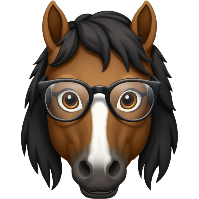 black horse head with glasses emoji