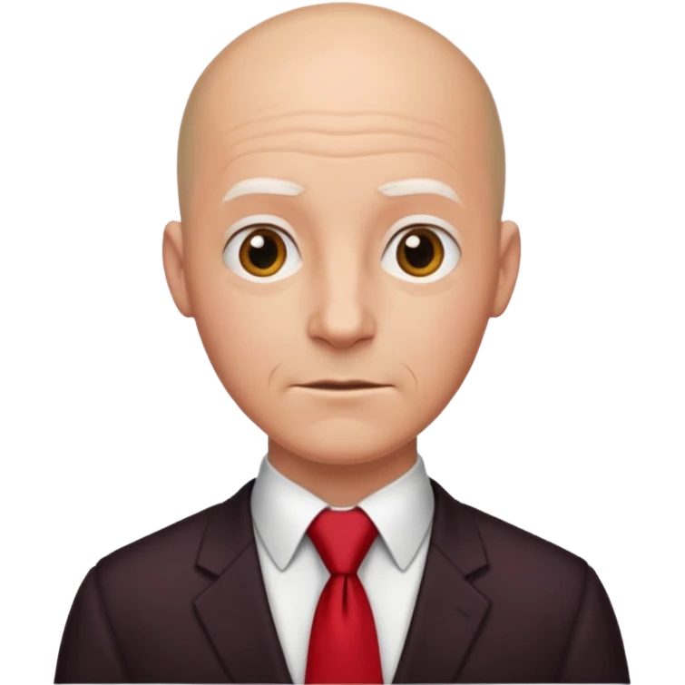 man Bald with red necktie, red dress, age. emoji