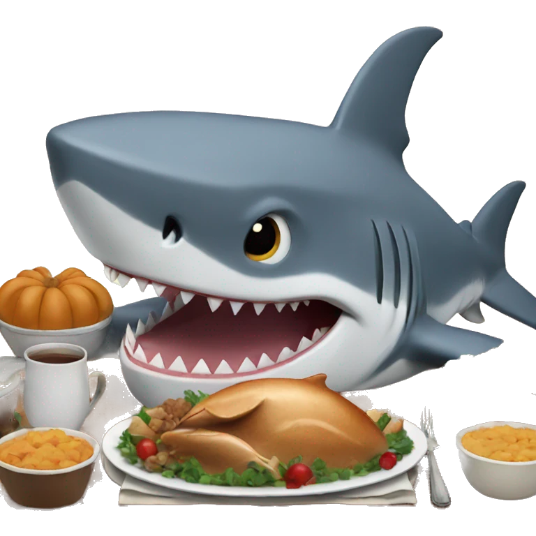 Shark eating Thanksgiving dinner emoji