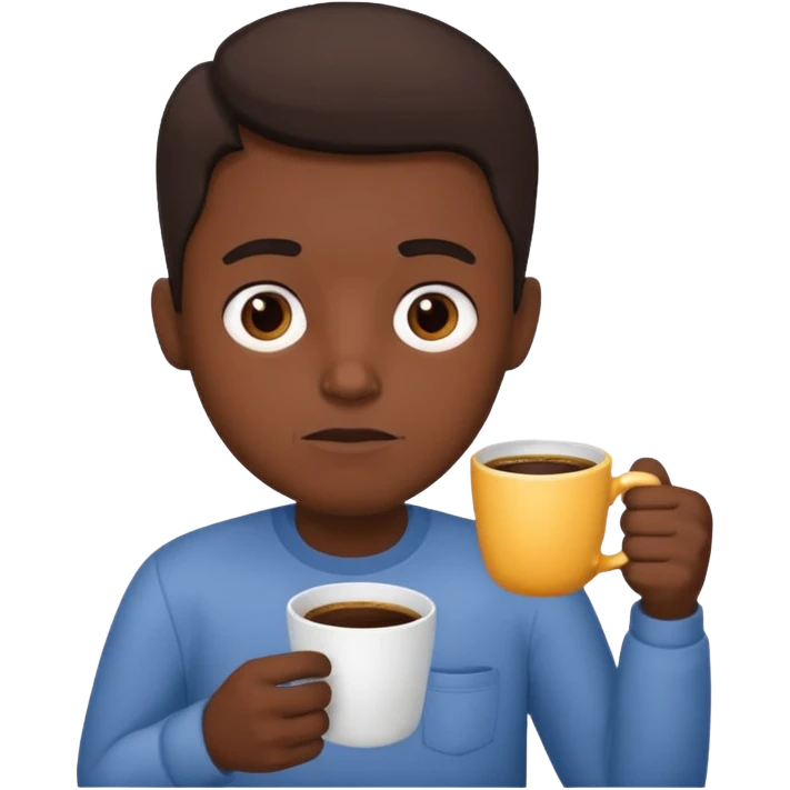 Tired guy with coffee emoji