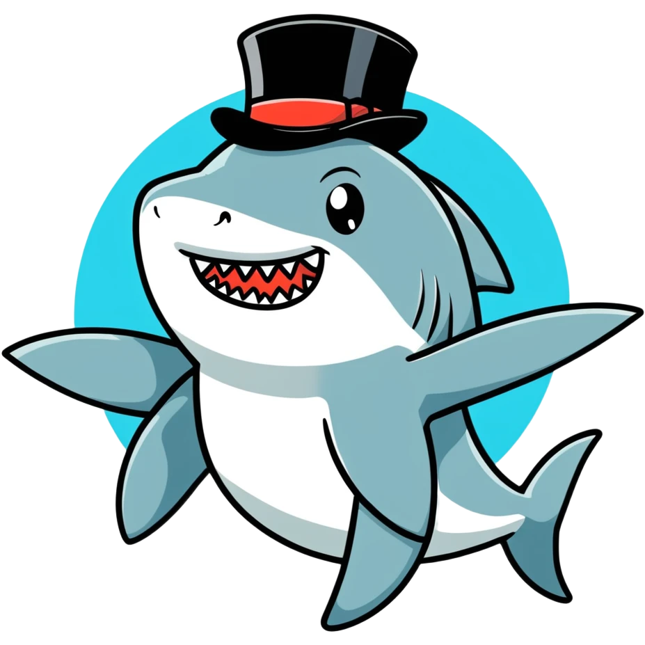 Shark with a top hat emoji