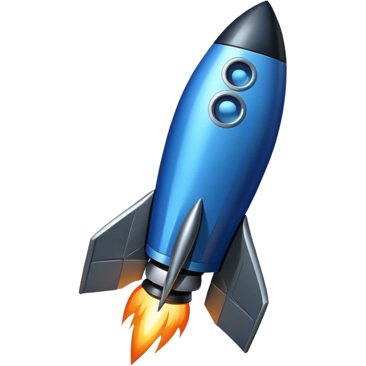 Rocket, dark black blue, inclined emoji