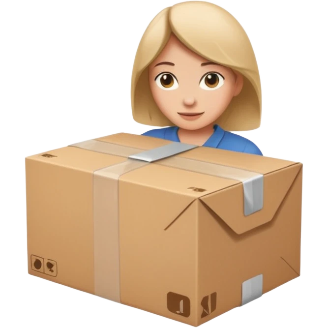 택배박스를 포장하는 여자 emoji