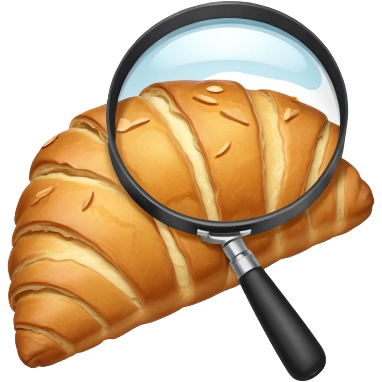 magnifying glass inspecting an almond croissant emoji