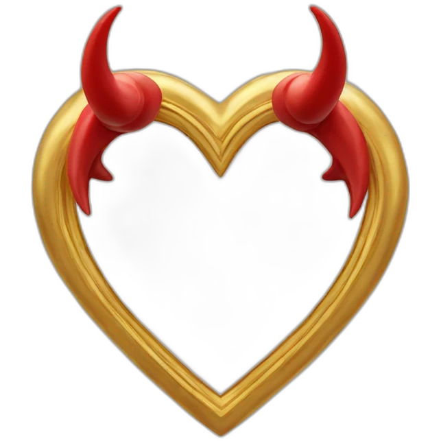 Gold heart frame with red horns emoji