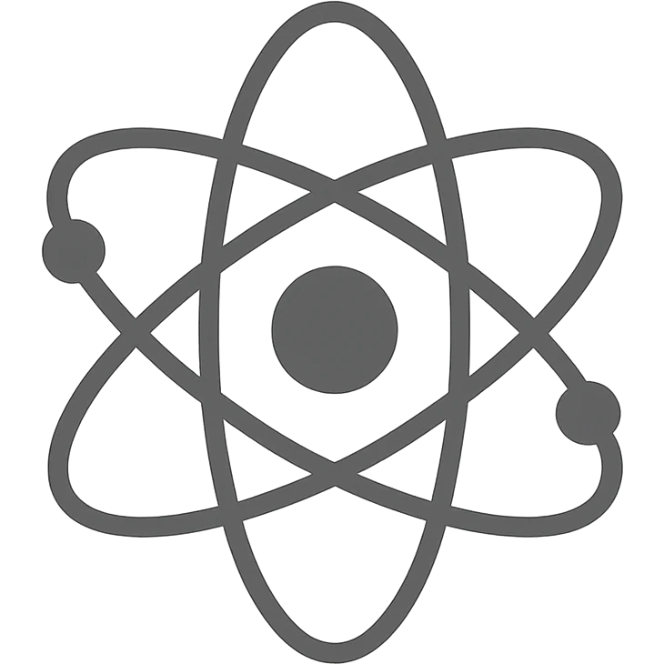 An atom sign in a flat design style, with a modern touch. emoji