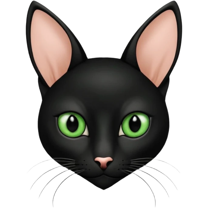 Haz una gata de ojos verdes la cara blanca con mancha negra en las orejas que agarra parte de la frente del lado der pero del iz va desde el ojo hasta la oreja la mancha, tiene la nariz negra en forma de corazón y todo lo que sobra de la cara, barbilla la nariz arriba y el lado de bigotes es blanca emoji