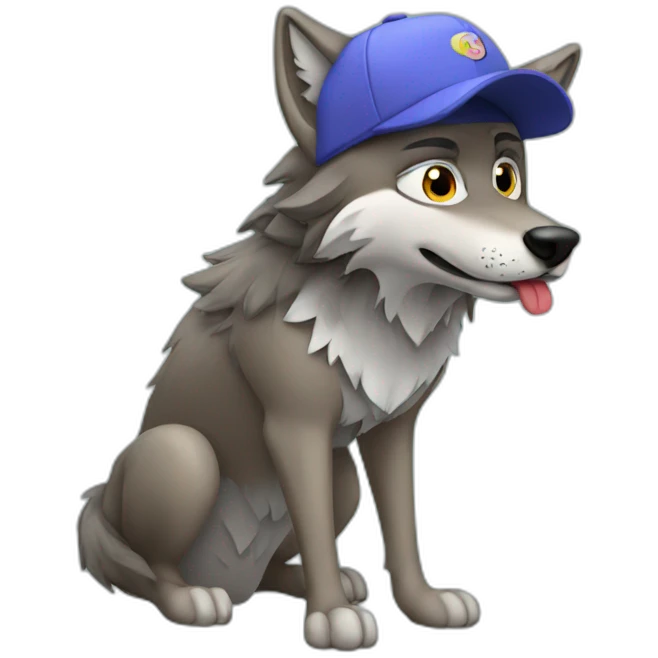 Wolf with babe all cap emoji