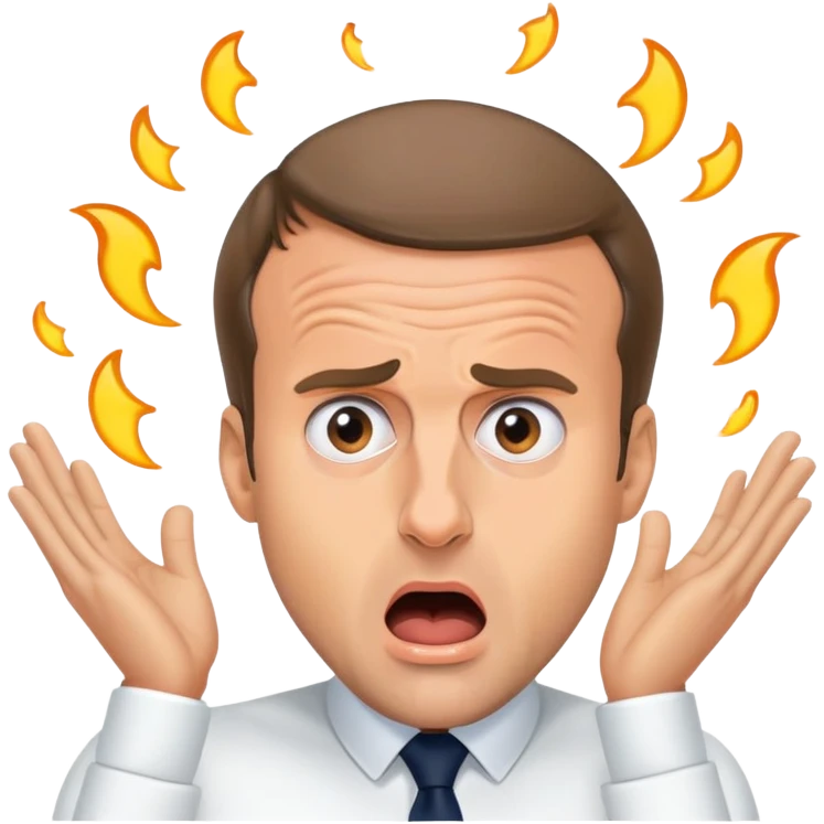 Emmanuel Macron in panic 4k emoji