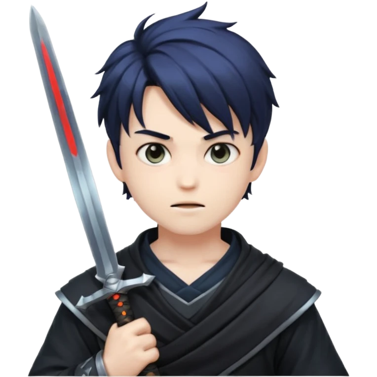 Way cooler with aura very aura and shadow on his face and adult face body Create me an anime character boy emoji looking very cool with swords on his hand emoji