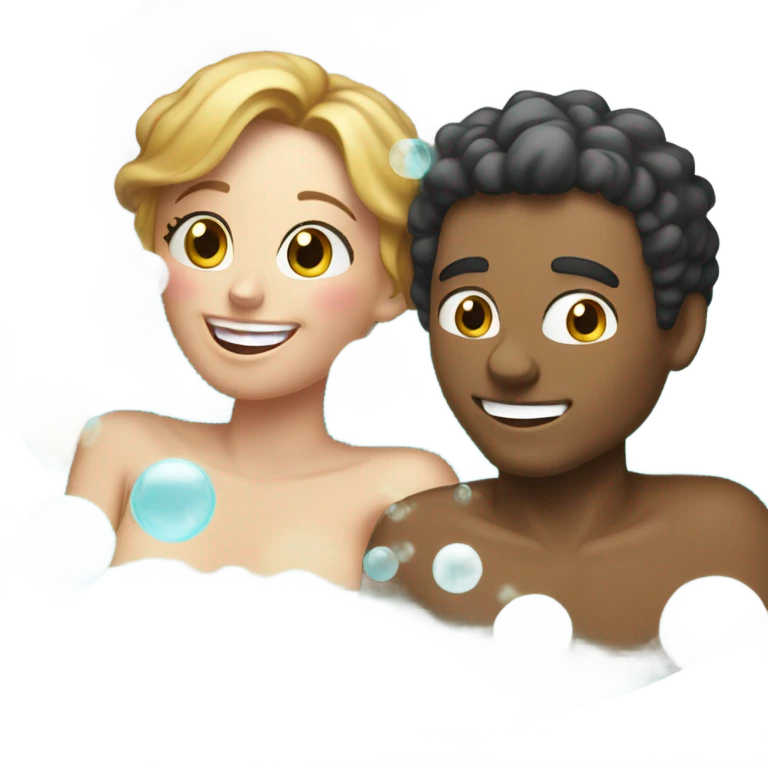 In bath with boyfriend with bubbles emoji