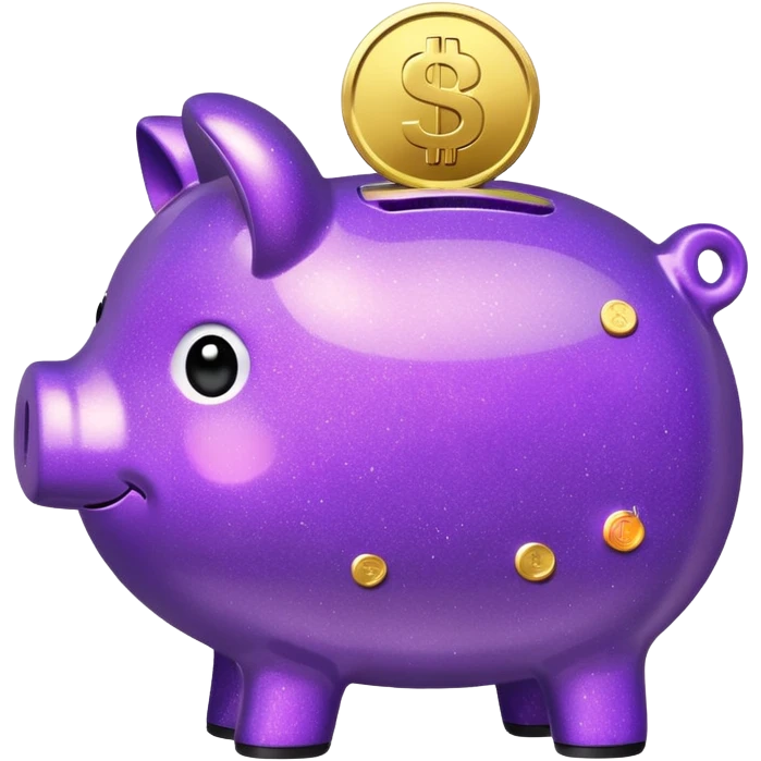 money in a glitter purple piggy bank emoji