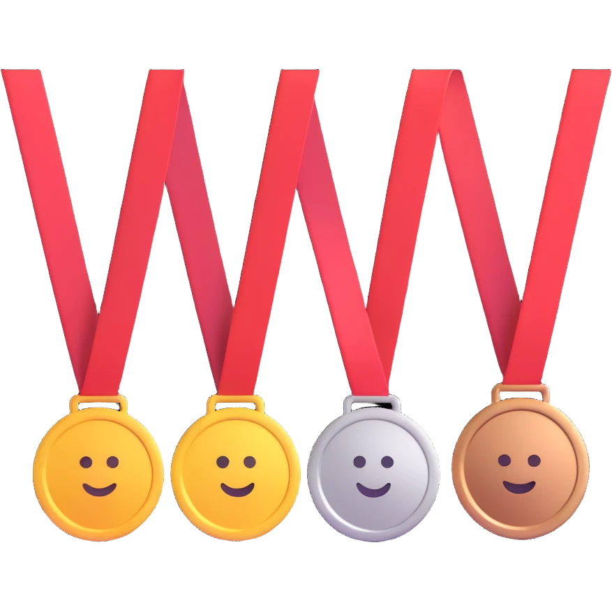 winners in 1st, 2nd & 3rd place emoji  emoji
