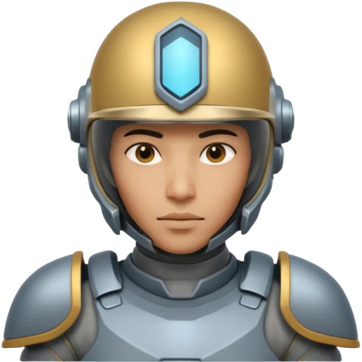 futuristic armored soldier human portrait, head and shoulders only, South Asian facial features, helmet visor, sci-fi armor details, 3D cartoon, mobile game icon style, clean background, no text, no watermark
 emoji