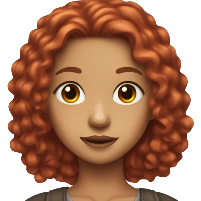 A girl with red  longhair and brown eyes and an old money style emoji