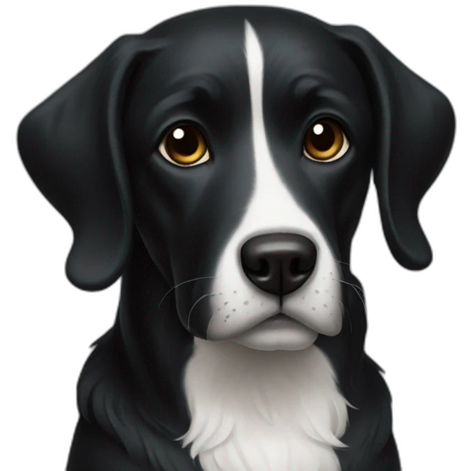 a black dog with white chest emoji