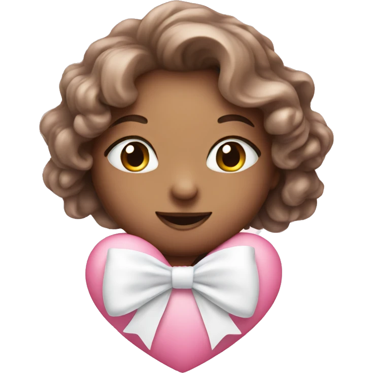 cute pink heart with little white bow emoji