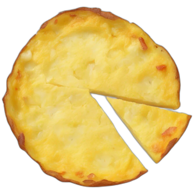 spanish round potato omelette from a top persective and missing a cuña emoji