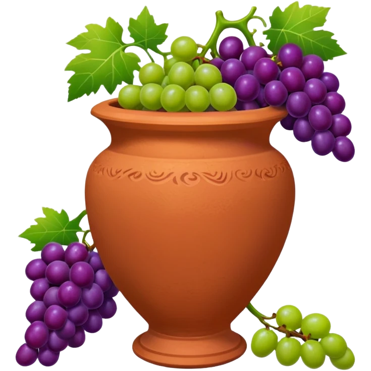 terracotta vase with grapes next to it emoji