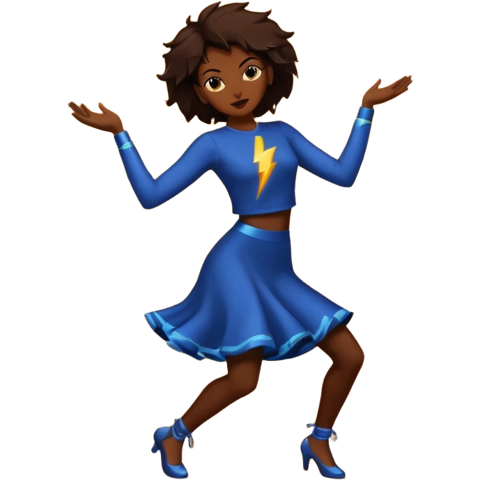 All Brown silhouette of a female dancing with thunder in the background  emoji